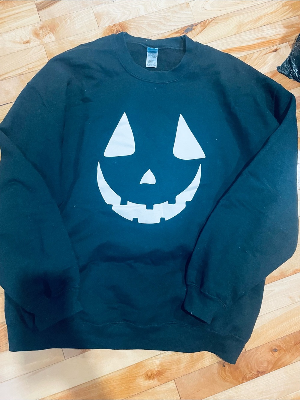 Oversized unisex in Black Pumpkin Face Crewneck Sweatshirt - men women